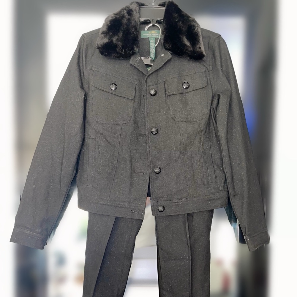 Ralph Lauren Glittery Black Military Jacket and Coat Set